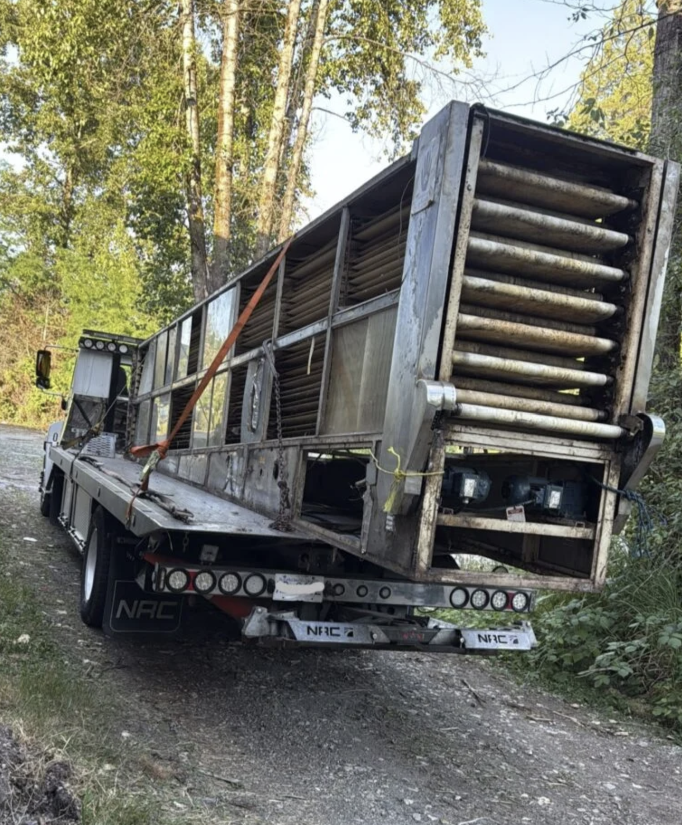 Scrap shipping container loaded for removal in BC